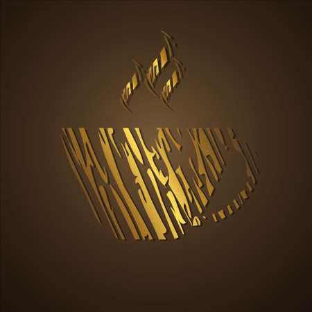 cup of coffee on brown backgroundのイラスト素材