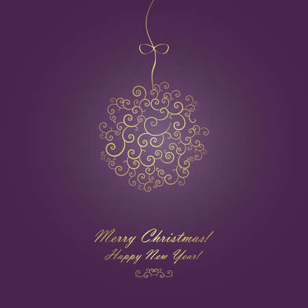 Abstract Xmas greeting card with golden Christmas ballのイラスト素材