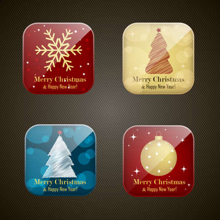 Christmas and New Year app icons, setのイラスト素材