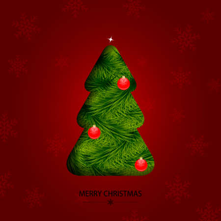 Christmas card with pine tree branchesのイラスト素材