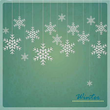 Christmas card with snowflakes on grunge backgroundのイラスト素材