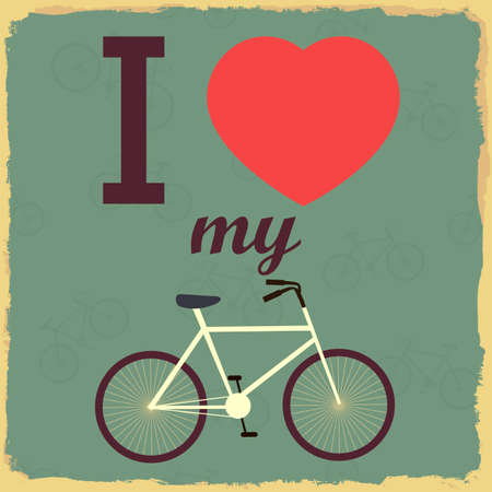 Retro Illustration Bicycle. I love my bicycleのイラスト素材