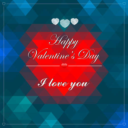 Vector Geometric Mosaic Heart for Valentines Day Design. Vector illustrationのイラスト素材