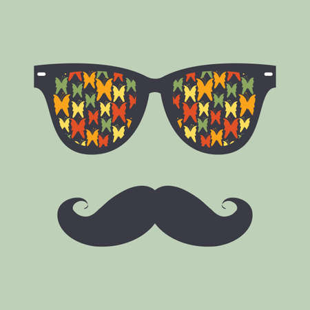 Vintage hipster background. Sunglasses  and mustache. Print for your T-shirts.のイラスト素材