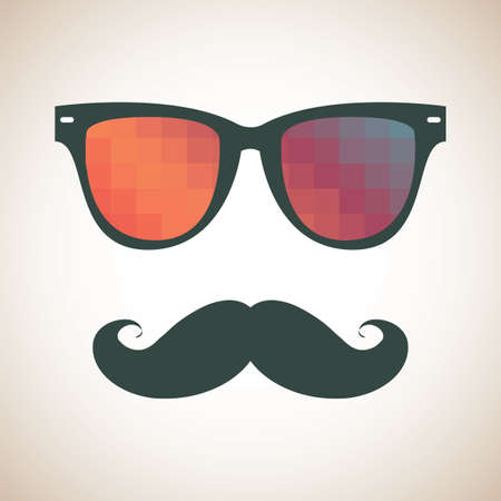 Vintage hipster background. Sunglasses and mustache. Print for your T-shirts.のイラスト素材