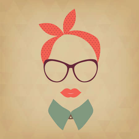 Hipster   lady. Vintage hipster background. Print for your T-shirts.のイラスト素材