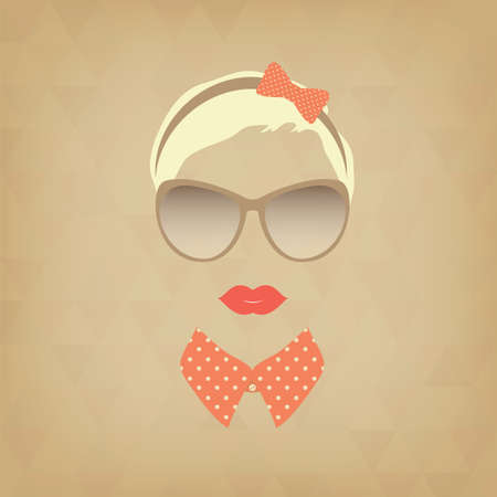 Hipster  girl. Vintage hipster background. Print for your T-shirts.のイラスト素材