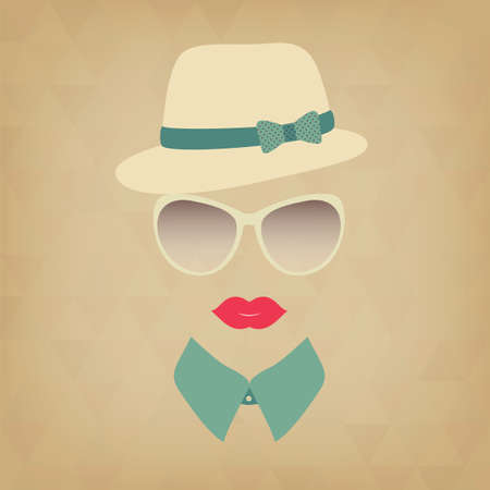Hipster  girl. Vintage hipster background. Print for your T-shirts.のイラスト素材