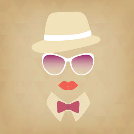 Hipster girl. Vintage hipster background. Print for your T-shirts.のイラスト素材