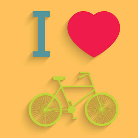 I love my bike. Flat Design. Vintage bicycleのイラスト素材