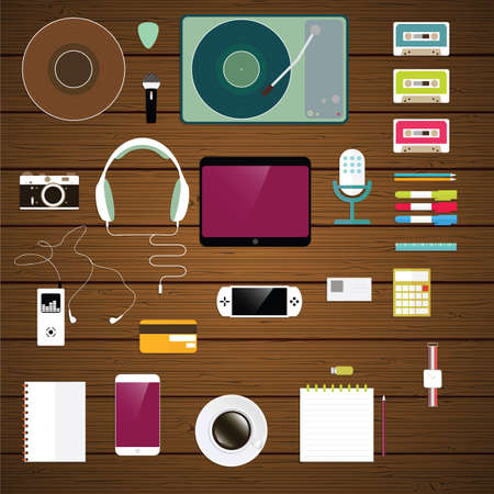 Set of Flat Design Icons. Mobile Phones, Tablet PC, Marketing Technologies, Mobile Apps, Email, Video Services and Money Management. Concept Icons for Web Site Design. Gadgets.のイラスト素材