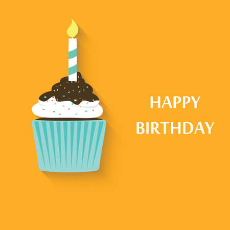 Birthday cupcake icon. Cute vector party cupcakeのイラスト素材