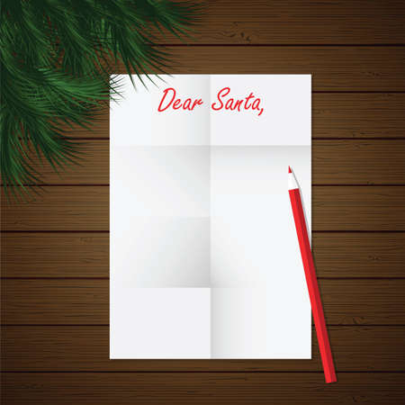 Dear Santa Christmas letter - vector illustration. New Year and Christmas themeのイラスト素材