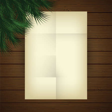 Empty paper sheet. New Year and Christmas theme. White paper, ready for your message. Vector illustration.のイラスト素材