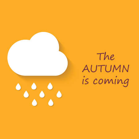 Flat style with shadow, cloud with rain drops vector icon illustration. The autumn is coming.のイラスト素材