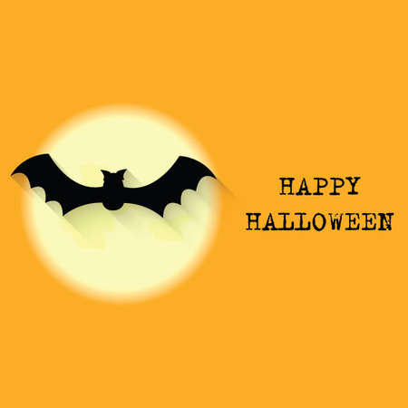 Halloween vector  background with moon and bat. Vector illustrationのイラスト素材