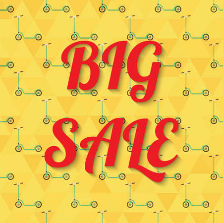 Seamless background with scooter. Big Sale Poster. Vector illustrationのイラスト素材