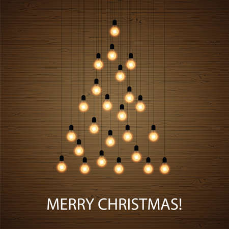 Christmas bulb lights arranged of Christmas tree. Christmas tree made of light bulbsのイラスト素材