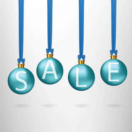 Sale balls with blue bows and ribbons. Vectorのイラスト素材