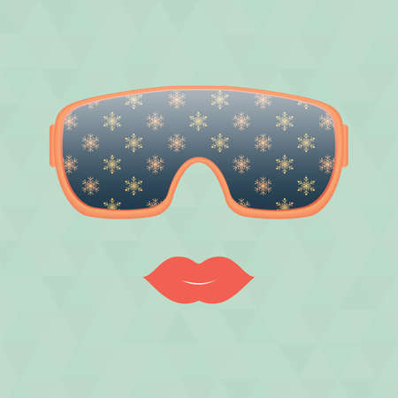 Ski mask. Snowflakes are reflected in the ski mask.のイラスト素材