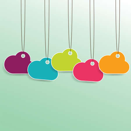 Colored cloud price sticker on the blue background. Big sale. Modern Style Sale Tags Designのイラスト素材