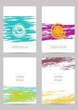 Template. Set of creative ink cards. Hand Drawn textures made with ink. Invitation cardのイラスト素材