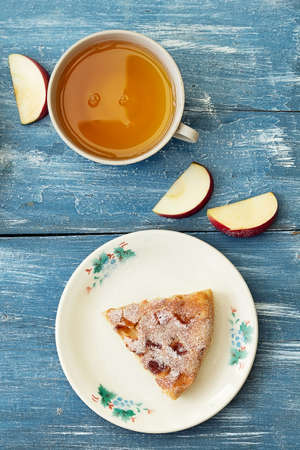 Homemade Organic Apple Pie Dessert Ready to Eat. Apple pie. Top viewの写真素材