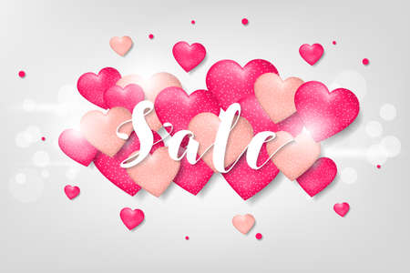 Poster for the celebration of Valentine's Day. Holiday Sale. Creative design.のイラスト素材