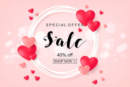 Creative Poster, Banner or Flyer design of Sale. Happy Valentine's Day celebration.のイラスト素材