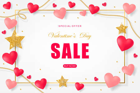 Creative Poster, Banner or Flyer design of Sale. Happy Valentine's Day celebration.のイラスト素材