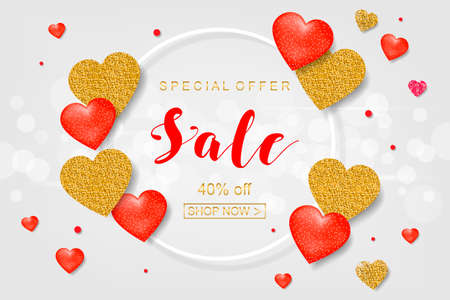 Creative Poster, Banner or Flyer design of Sale. Happy Valentine's Day celebration.のイラスト素材