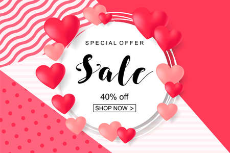 Valentines Day Sale, Discont Card. Vector Illustration.のイラスト素材