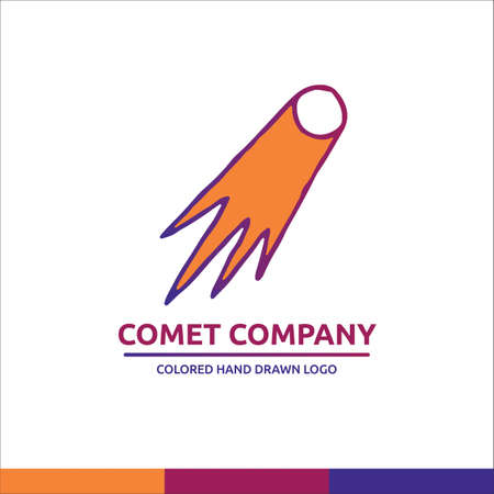Orange and purple comet univerce vector illustration with spaceship logoのイラスト素材