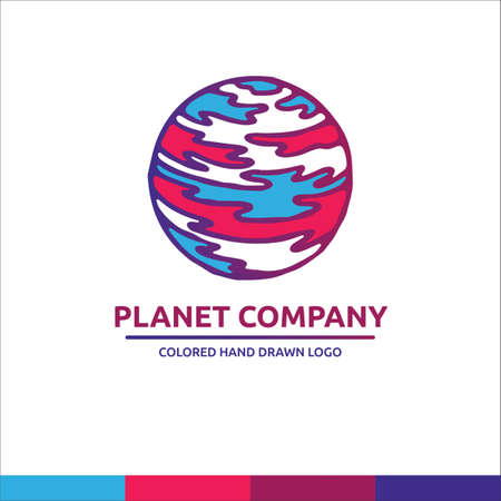 Blue and red univerce vector planet illustration cosmos logoのイラスト素材