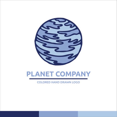 Blue and light blue univerce vector planet illustration cosmos logoのイラスト素材