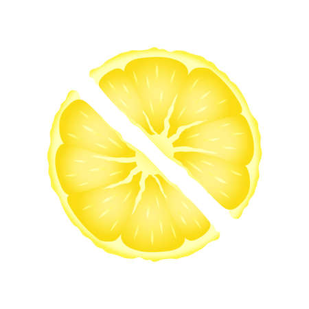 Yellow lemon slices vector design. Fresh yellow sliced fruitのイラスト素材