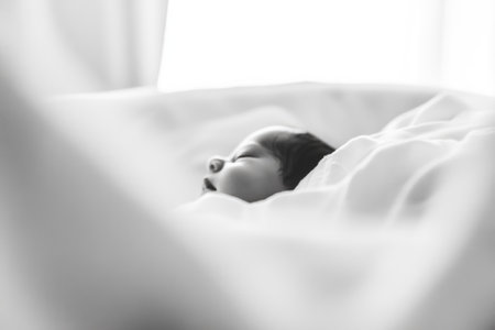 Minimalistic Black and White Newborn Photography for Print, Card, Posterの素材
