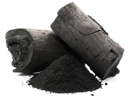 Charcoal isolated on whiteの写真素材