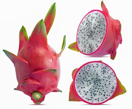 Pitaya or Dragon fruit isolated on white backgroundの写真素材