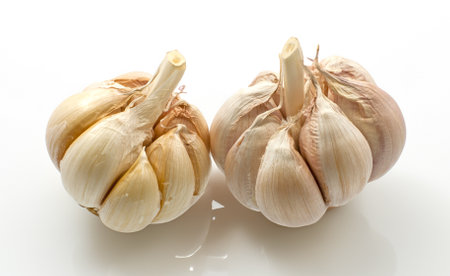 Garlic isolated on white backgroundの写真素材