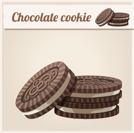 Chocolate cookie. Detailed Vector Icon. Series of food and drink and ingredients for cooking.のイラスト素材