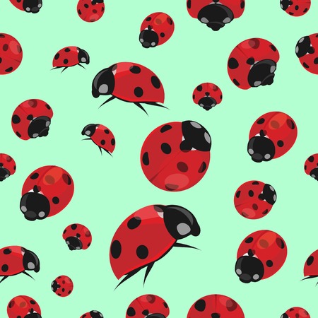 Summer seamless pattern with ladybirdsのイラスト素材
