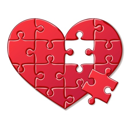 Detailed Icon. Heart puzzle isolated on white backgroundのイラスト素材