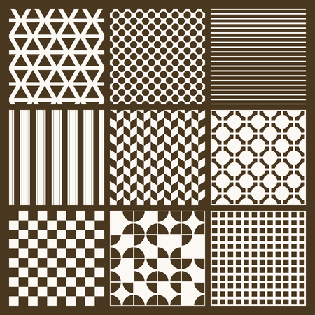 Set of 9 simple seamless monochrome patterns. Part 7.のイラスト素材