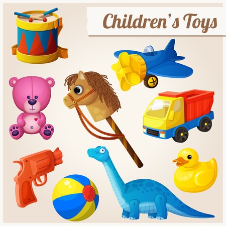 Set of kid's toys. Cartoon vector illustration.のイラスト素材