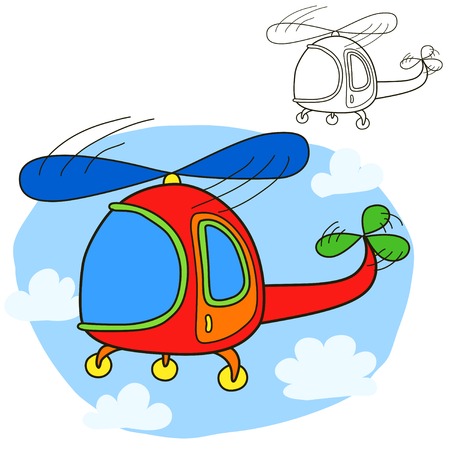 Helicopter for Coloring book pageのイラスト素材