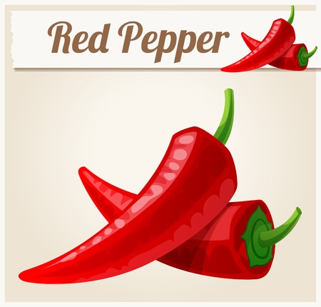 Red Spicy Peppers. Detailed Vector Icon. Series of food and drink and ingredients for cooking.のイラスト素材