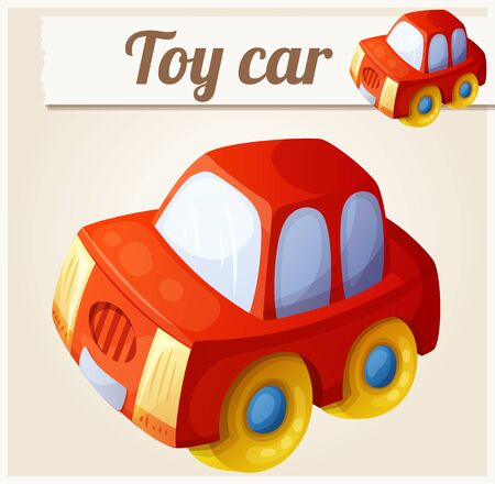 Ilustración de Toy red car. Cartoon vector illustration. Series of children's toys - Imagen libre de derechos