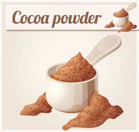 Cocoa powder. Detailed Vector Icon. Series of food and drink and ingredients for cooking.のイラスト素材