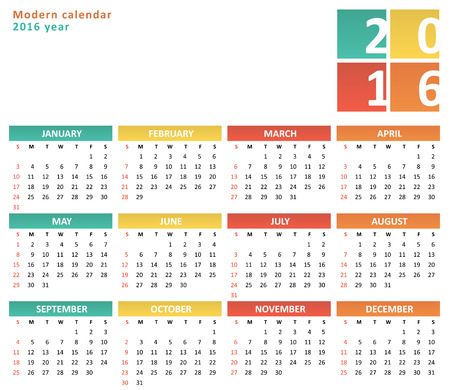 Flat calendar for 2016 yearのイラスト素材